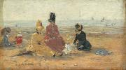 Eugene Boudin On the Beach, oil painting on canvas